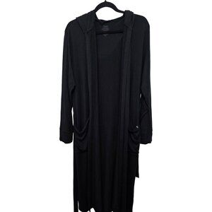 Me undies Women Black Soft Long Hooded Open Front Rope Size S/M